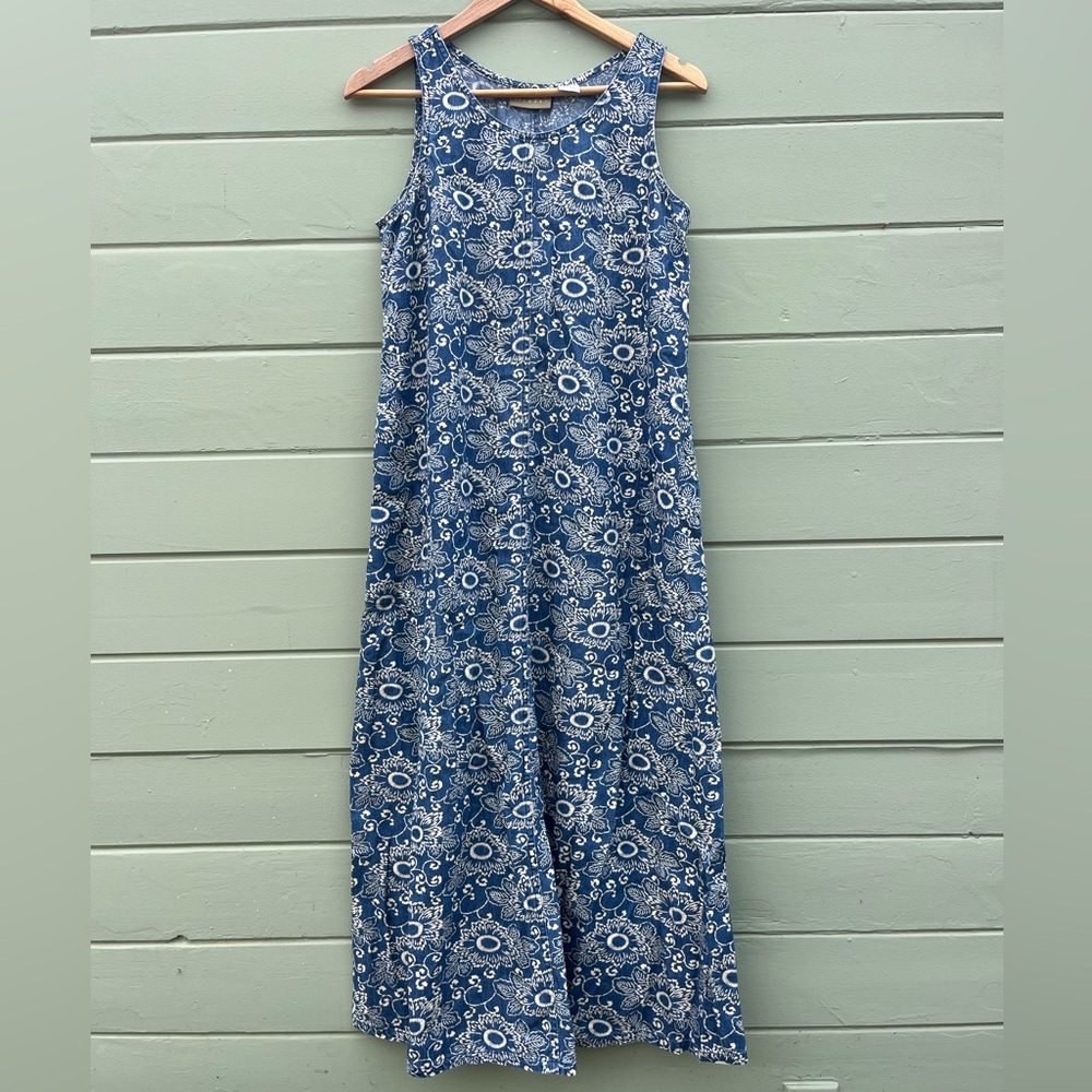 Liz Claiborne 6 Liz Wear Cotton Chambray Floral Dress